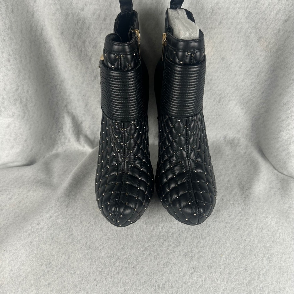 Katy Perry The Wrkit Bootie Womens 7.5 Black Quilted Leather Gold Buckle - Picture 5 of 8
